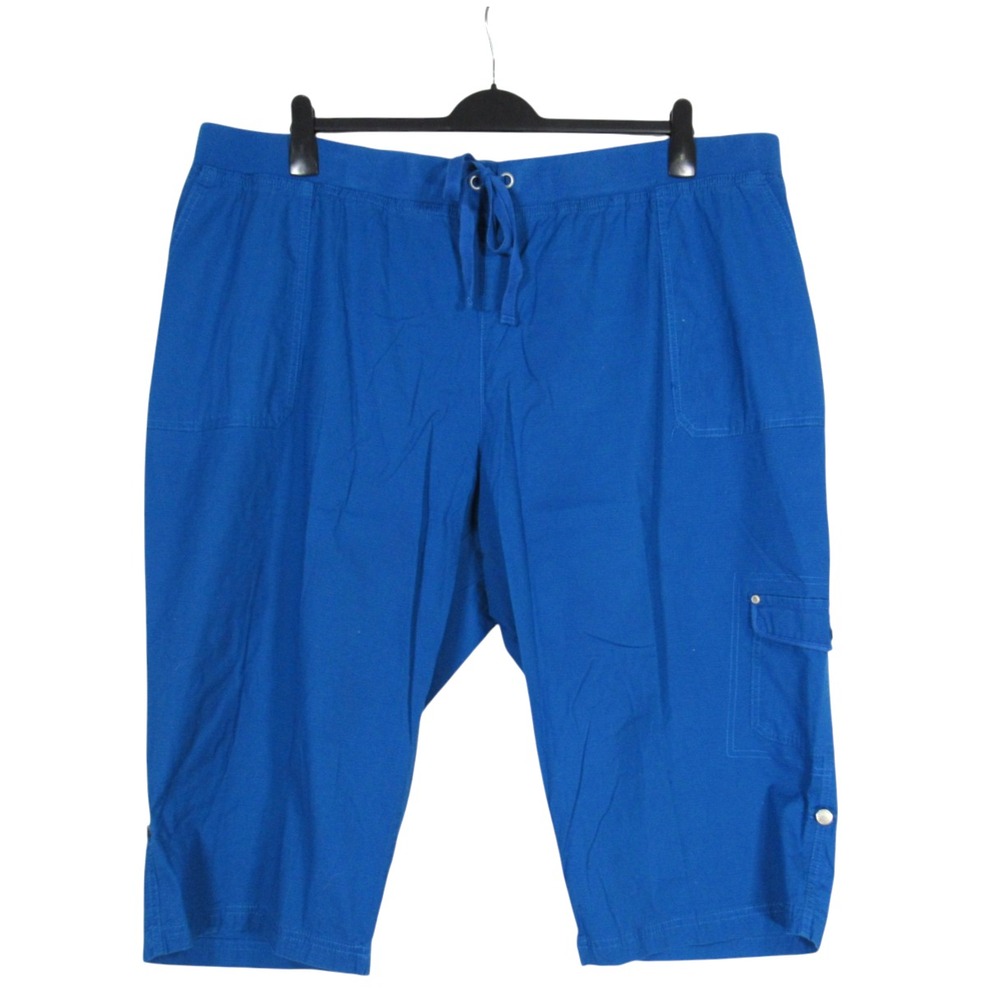 CATHERINES Blue TWILL Tie Elastic Waist CARGO POCKETS Pull-On CAPRIS PANTS Sz 3X